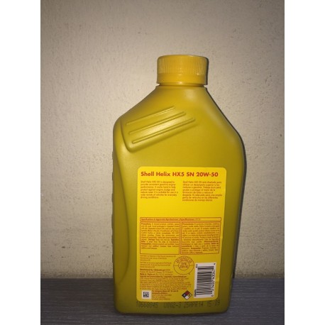 SHELL HELIX HX5 SN 20W50 MINERAL - 1 LITRO